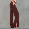thumbnail image 2 of BLVB Womens Wide Leg Yoga Pants Drawstring Waisted Side Slit Joggers Casual Loose Lounge Palazzo Sweatpants Pajama Bottoms with Pockets, 2 of 6