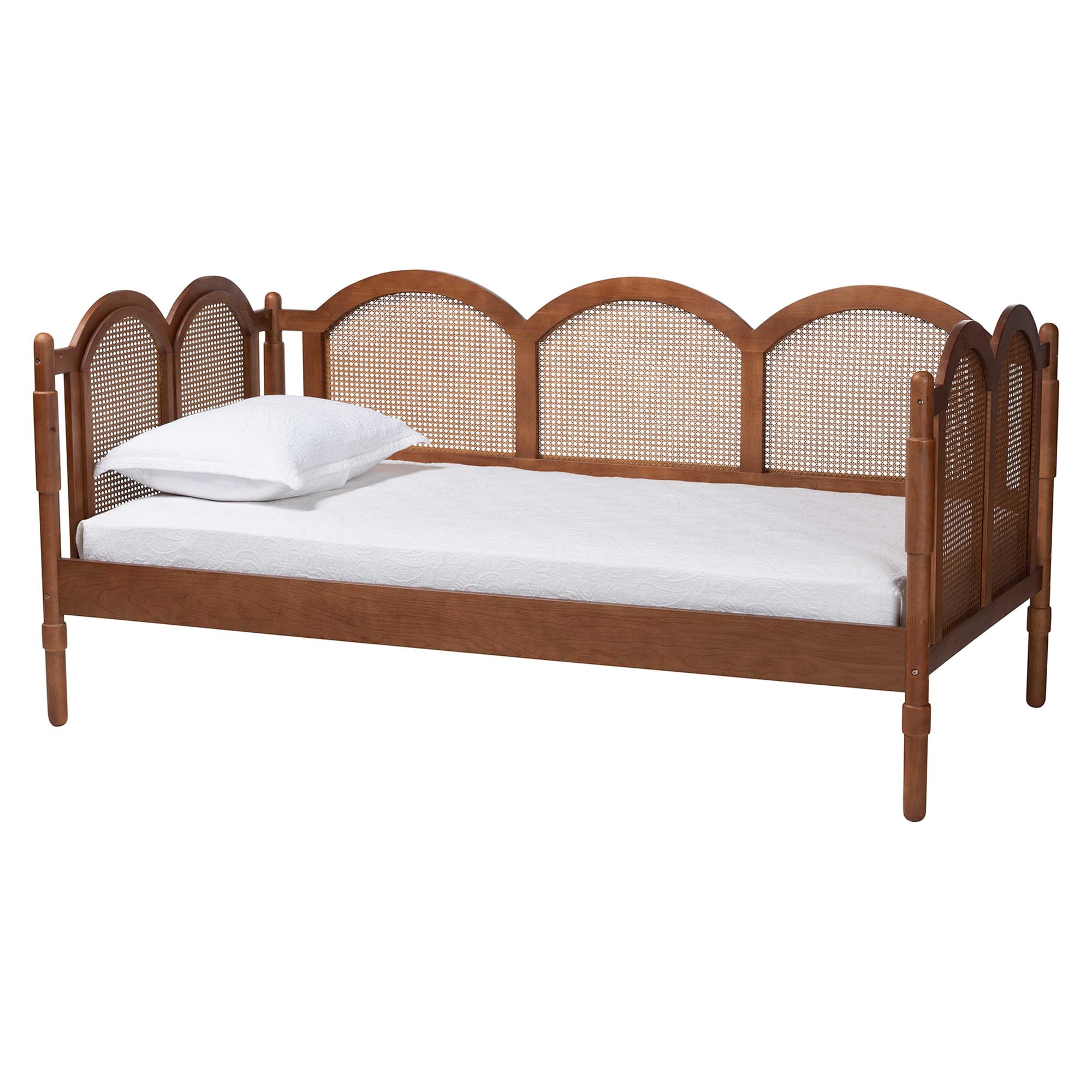 Baxton Studio Carmiya Mid-Century Daybed, Twin, Walnut Brown