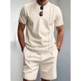 thumbnail image 4 of Men'S 2 Piece Outfits Short Sleeve Casual Shirt and Shorts Sets Khaki XXXL, 4 of 7