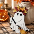 thumbnail image 4 of Beautynvta Wooden Ghost Door Hanger Decor, Ghost with Broom Pumpkin Maple Leaf Sign, Hanging Plaque for Front Door Porch Wall Fall Home Decorations, 4 of 5