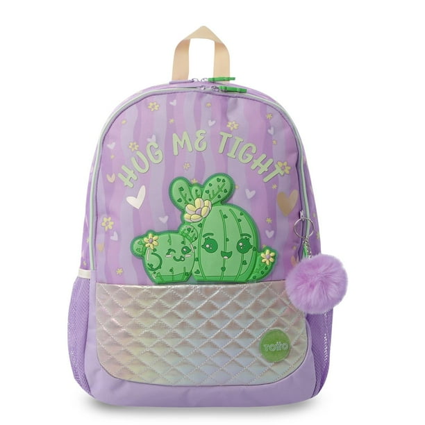 TOTTO Mochila Escolar Grande para Niña con Bolsillo para Botella | 18 L - KACTY L Purpura G