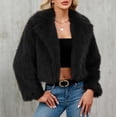 thumbnail image 2 of Women's Faux Fur Cropped Jacket Long Sleeve Open Front Lapel Winter Jacket Shaggy Warm Short Outerwear Fall Clothes, 2 of 7
