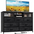 thumbnail image 2 of EnHomee Black Dresser for Bedroom with 7 Drawer Dresser TV Stand for 50" TV with Power Outlet Storage Chest of Drawers with Mesh Door & Wood Top TV Console with Storage for Living Room Closet, 2 of 9