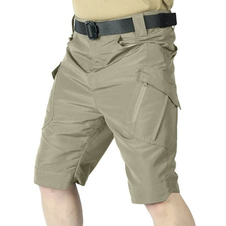 JUUYY Mens Hiking Cargo Shorts Casual Stretch Waterproof Workout Shorts Loose Outdoor Work Golf Fishing Shorts with Multi-Pockets Khaki XL
