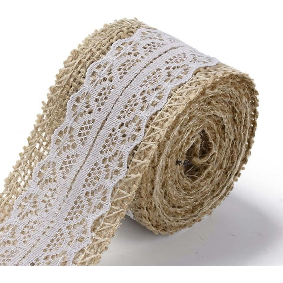 4 Rolls White Jute Ribbon 1-1/2 inch Lace Burlap Ribbon for Jewelry Making Craft Decoration Wrapping Home Decor for Men Women