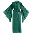 thumbnail image 4 of Arlun Silk Long Robes for Women Satin Lace-Trim Long Sleeve Bride Wedding-Night Bridal Bridesmaid Kimono Robes Lightweight Soft Comfortable Solid Color Wrap Sleepwear Green L, 4 of 4