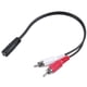 thumbnail image 2 of 2 Piezas 3.5mm Hembra Estereo A 2 RCA Macho AV Cable de Audio Aux Adaptador de Alambre, 2 of 5