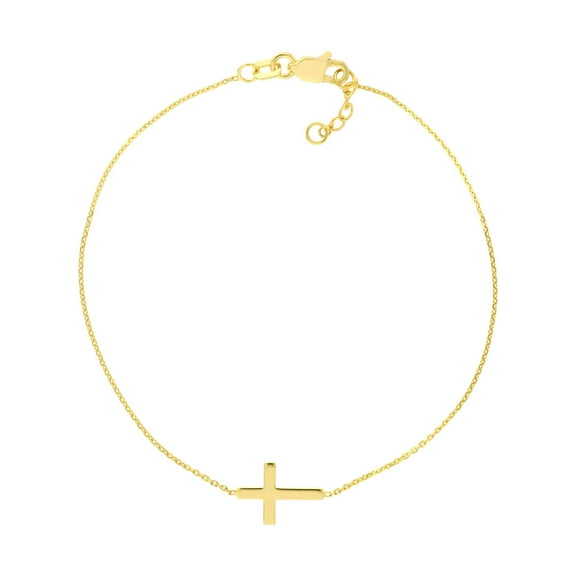 SZUL Women's 14K Solid Yellow Gold Cross Bracelet