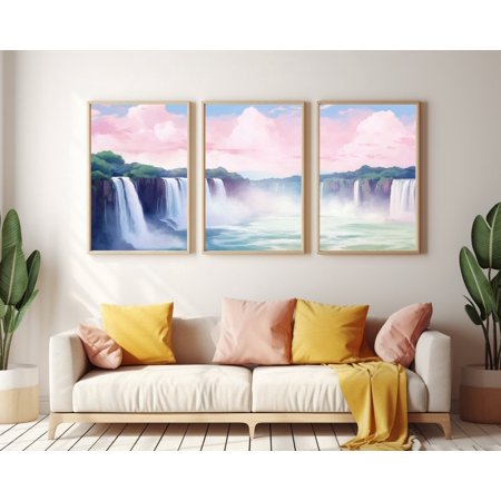 UNFFRAMED Iguazu Falls Poster Set Of 3, Argentina Landscape Wall Art, South America Travel Poster, Waterfall Nature Decor, Scenic Artwork Set 3 Prints 12x18