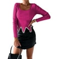 thumbnail image 3 of Julycc Womens Long Sleeve Pearl Blouse Shirt Irregular Flowy Tops, 3 of 4