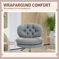 thumbnail image 3 of Armless Grey Office Chair | Adjustable Height Task Chair for Home & Office - Linen-Feel Fabric, 25.6" x 25.6", 3 of 7