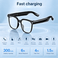 thumbnail image 5 of DAYBETTER AI Smart Glasses, 800W Pixel, 1080P Camera, Real-Time Recording, Open-Ear Bluetooth Audio, Voice Assistant, Magnetic Charging, Perfect for Travel Vlog ( Black Frame with Clear Lenses), 5 of 6