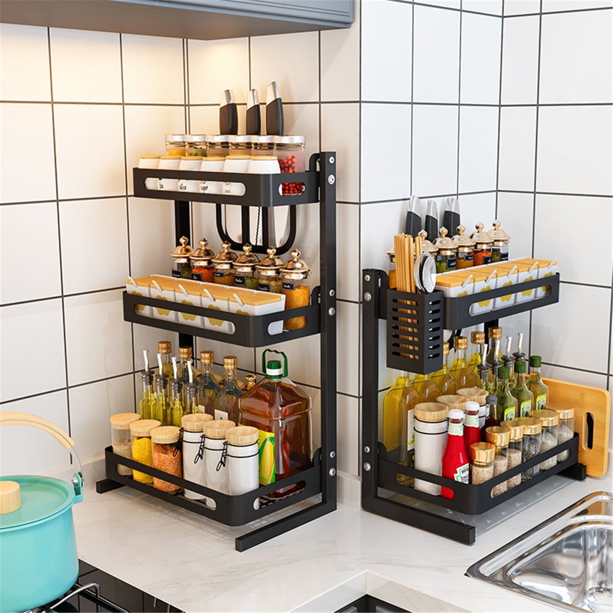 countertop spice rack with jars