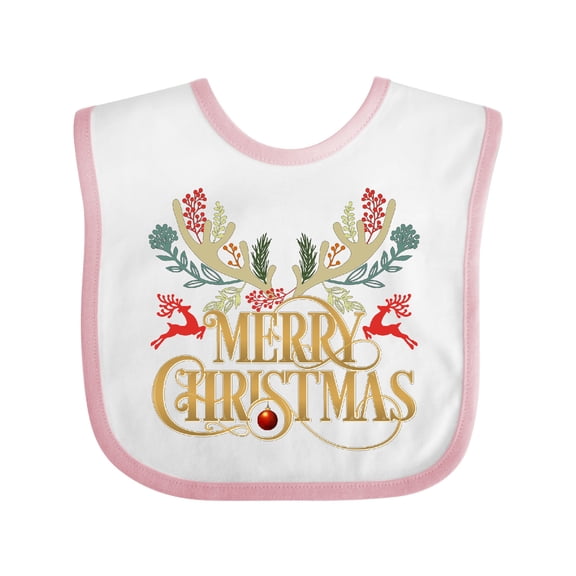 Inktastic Reindeer Christmas Boys or Girls Baby Bib