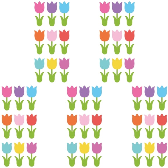 Colorful Tulips Flower Paper Cut Outs Set of 45 Spring Theme Artwork for Scrapbooking Projects