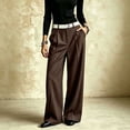 thumbnail image 2 of CaComMARK PI Women's Baggy Casual Dress Pants Lightweight Pleated Wide Leg Pants Loose Relaxed Fit Trousers Brown, 2 of 8