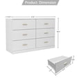 thumbnail image 5 of SYNGAR White 6 Drawer Dresser, Modern 47" Wood Chest of Drawers with Metal Handles for Bedroom, Double Dresser Storage Cabinet Dresser Organizer Unit for Living Room, Closet, Hallway, Nursery, 5 of 8