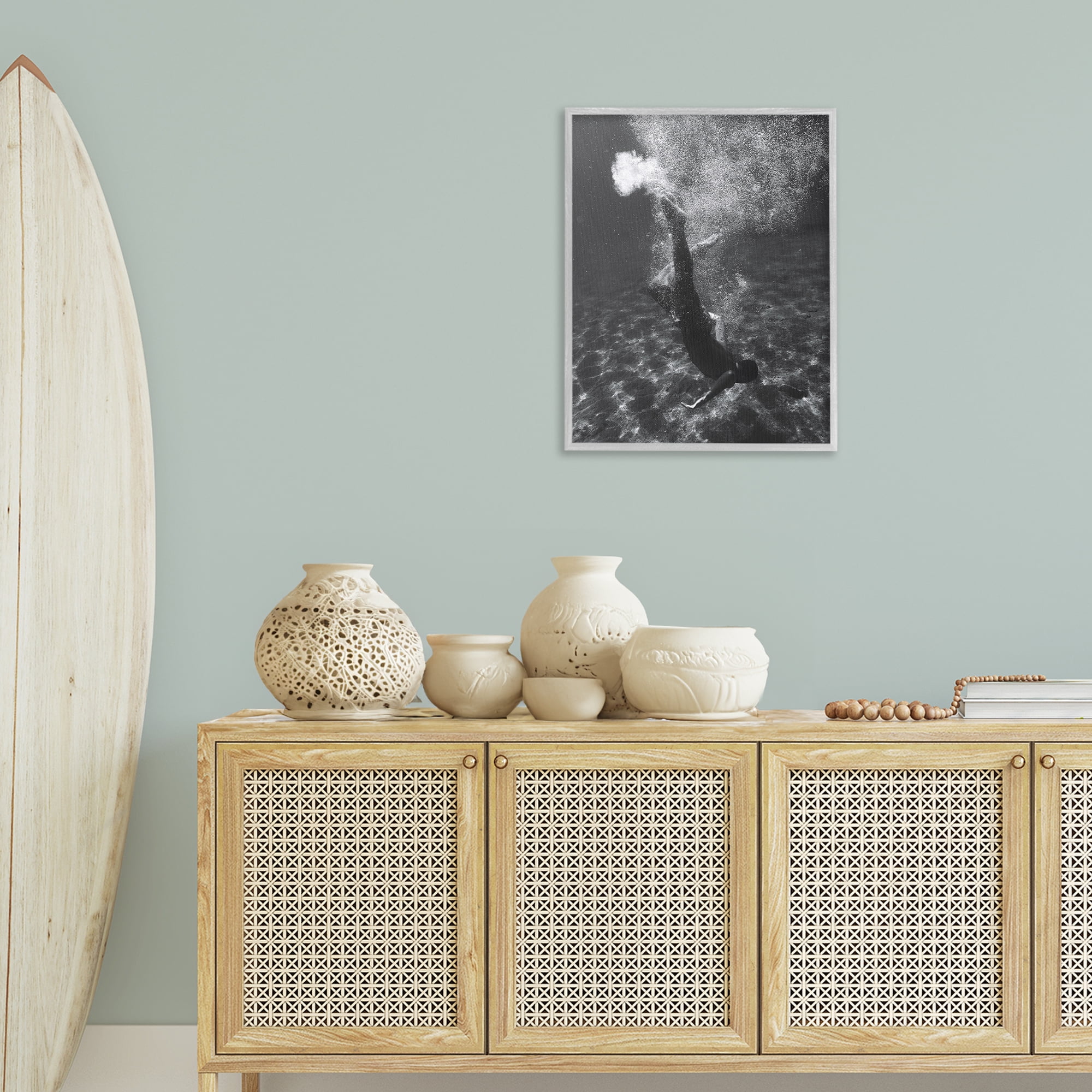 Stupell Industries Deep Ocean Diving Novelty Photography Gray Framed Art Print Wall Art, 24 x 30