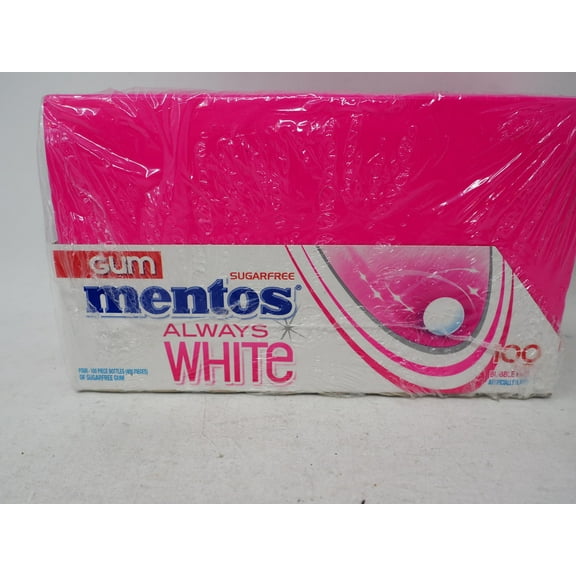 Mentos Always White Sugar-Free Chewing Gum with Xylitol, Bubble Fresh, 100 Piece Bottle (Pack of 4)