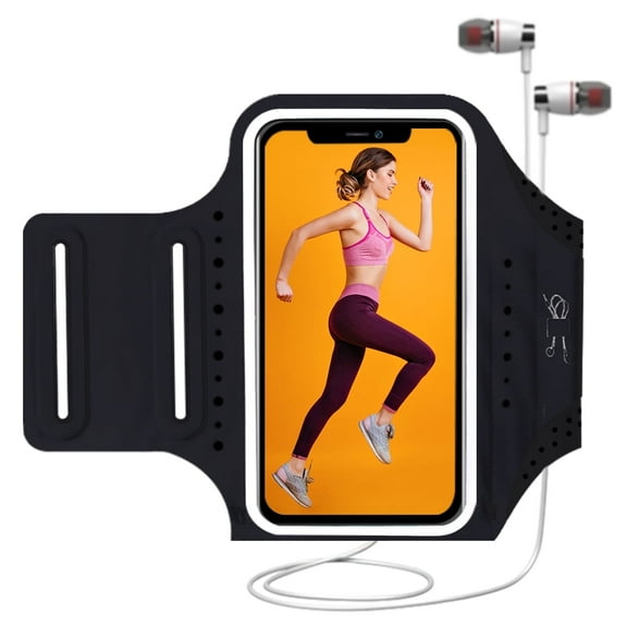 MATEPROX Sweatproof Cell Phone Armband, Running Phone Holder for iPhone 16 15 14 13 Pro XR SE S22 S24, Black