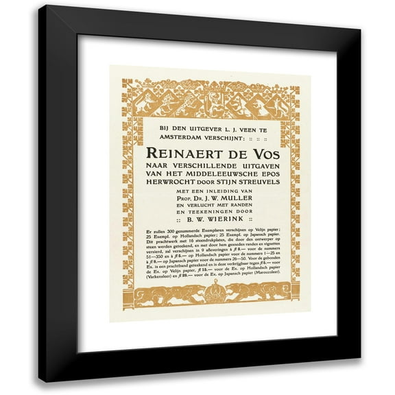 Bernard Willem Wierink 12x14 Black Modern Framed Museum Art Print Titled - Advertisement for Reinaert De Vos (1910)