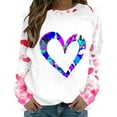thumbnail image 2 of Craaazy Women's Pink Valentines Shirts Love Heart Graphic Crew Neck Long Sleeve Shirts Gifts, 2 of 7