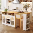 thumbnail image 1 of U-Style Kitchen Island - Extendable Tabletop, Wine Rack & LED Lighting, 1 of 8