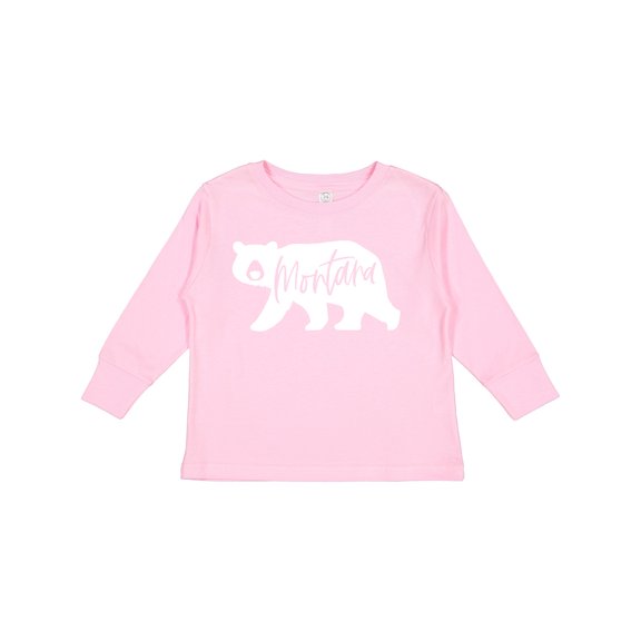 Inktastic Montana White Bear Silhouette Boys or Girls Long Sleeve Toddler T-Shirt