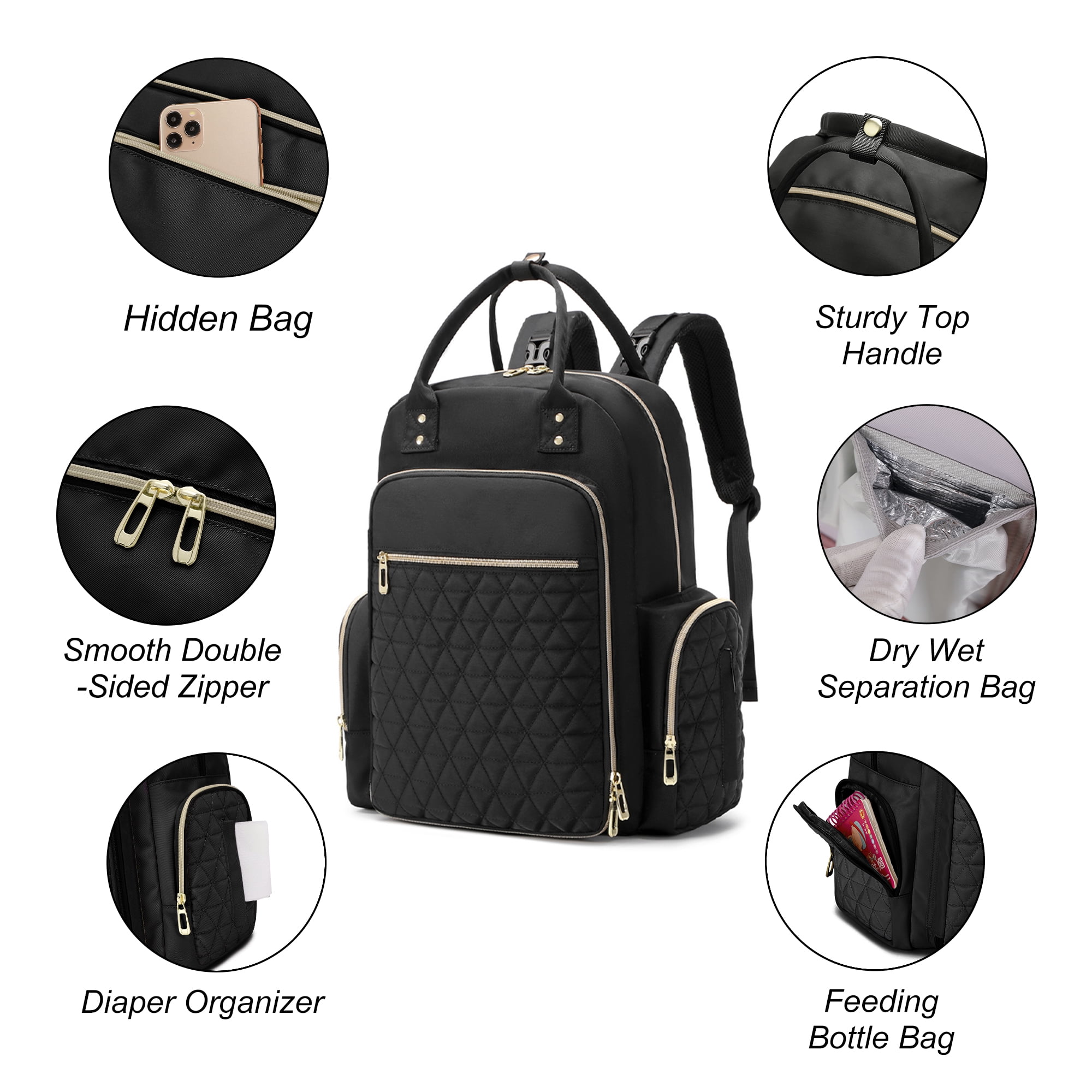 AGUDAN Baby Diaper Backpack Mommy Nappy Bag Multifunction Travel Maternity Bag 12x7x16IN