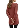 thumbnail image 3 of Gyujnb Women's Brushed Long Sleeve Shirt Round Neck Pocket Detail Tunic Length Casual Comfort Soft Everyday Top,Size:L, 3 of 6