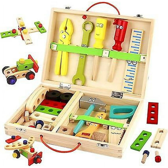Wooden Toys Kids Tool Set-wooden Kids Toys Tool Box Kit Construction Role Play Educational Toddler Toys For 3 4 5 Year Olds Girls Boys Gifts