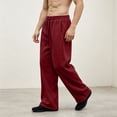 thumbnail image 5 of Qgtaibl Men's Wide Leg Sweatpants with Pockets Loose Fit Breathable Casual Workout Trousers Drawstring Elastic Waist Uncuffed Fall Joggers Wine XS, 5 of 6