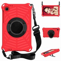 Galaxy Tab A7 Lite 8.7" 2021 Case, Heavy Duty Rugged Shockproof Case with Adjustable Hand Strap, Carrying Shoulder Strap, Rotating Kickstand for Samsung Tab A7 Lite 8.7" SM-T220 SM-T225 2021, Red