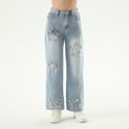 thumbnail image 5 of Ketyyh-chn99 Girls' Stretch Pull On Denim Jeggings Kids Girls Baggy Jeans Casual Wide Leg High Waist Denim Pants Size for 8Y,Blue, 5 of 9