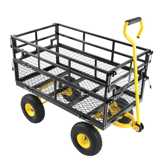 LiviNest Heavy Duty Garden Cart: 600lbs Capacity Utility Wagon - Haul Firewood & Yard Debris in One Trip - All-Terrain Tires for Grass & Uneven Ground - Homeowners & Gardeners