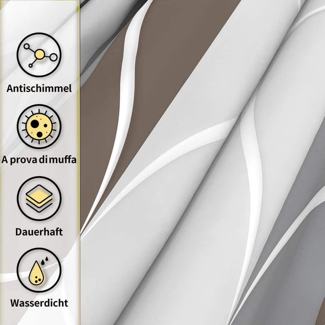 Cortina de ducha de poliéster resistente al moho, impermeable, lavable y antibacteriana con 12 anillos para cortina de ducha Ormromra YQ-0782