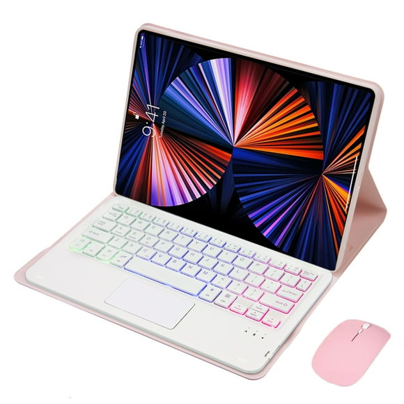 Étui pour Tablette Lenovo Tab M10 FHD Plus 10,3 Pieds' Clavier Sans Fil TB-X606F TB-X606X Pavé Tactile Magnétique Clavier Rétroéclairé Housse Rose avec Souris Hébreu
