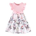 thumbnail image 2 of WIBACKER Toddler and Little Girls Ruffle Short Sleeve Dress Butterfly Kids Summer Sundress with Belt, 2 of 10