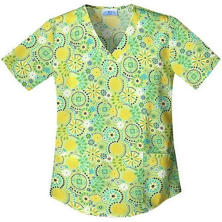 Swirled Circles V-Neck Scrub Top