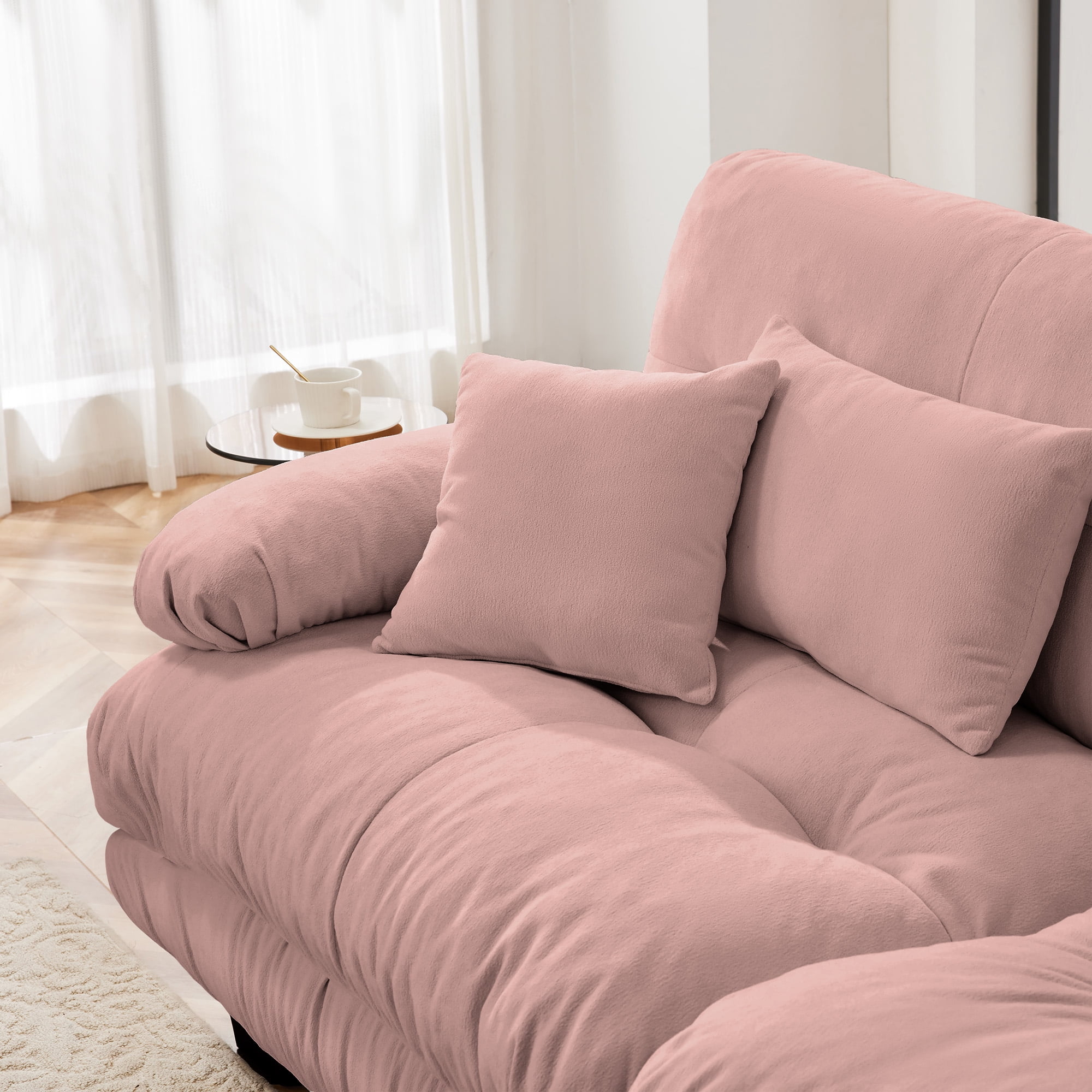 MAYEERTY 133.8in Chenille Sectional Sofa Couch, Oversized Modular U Shaped Cloud Couch with 2 Ottomans for Living Room, Pink