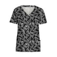 thumbnail image 3 of Womens Scrubs Tops Short Sleeve V-neck Tops Uniform Printed Pockets Blouse Nursing Clearance, 3 of 4