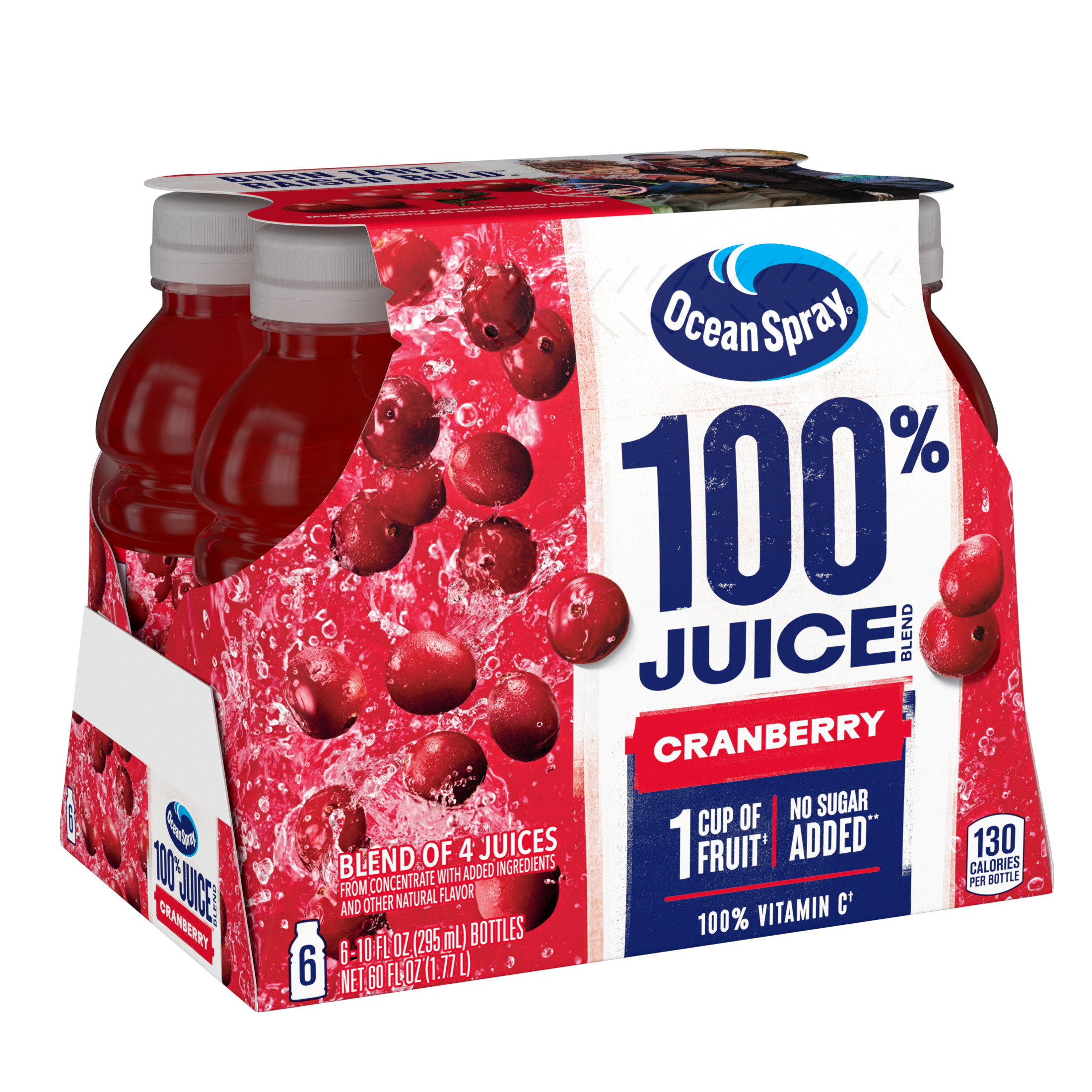 Ocean Spray® 100% Juice Cranberry Juice Blend, 10 fl oz Bottles, 6 Count - image 3 of 7