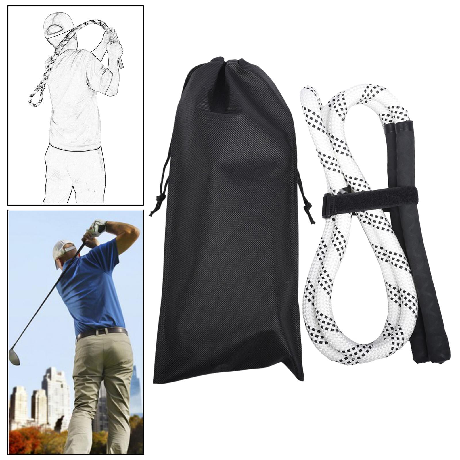 harayaa Golf Swing Rope Trainer Golf Practice Anti Slip Grip Golf Swing White Rope BlackGrip