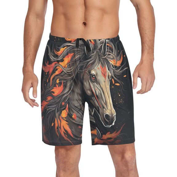 joogoo Mens Swim Trunks Cool Horse Beach Shorts Drawstring Elastic Waist Swimwear Bathing Suits L