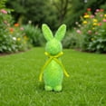 thumbnail image 3 of 9.64Inch Easter Glitter Foam Bunny Figurine with Ribbon Bow, Table Centerpiece for Spring Party Easter Supplies, 3 of 3