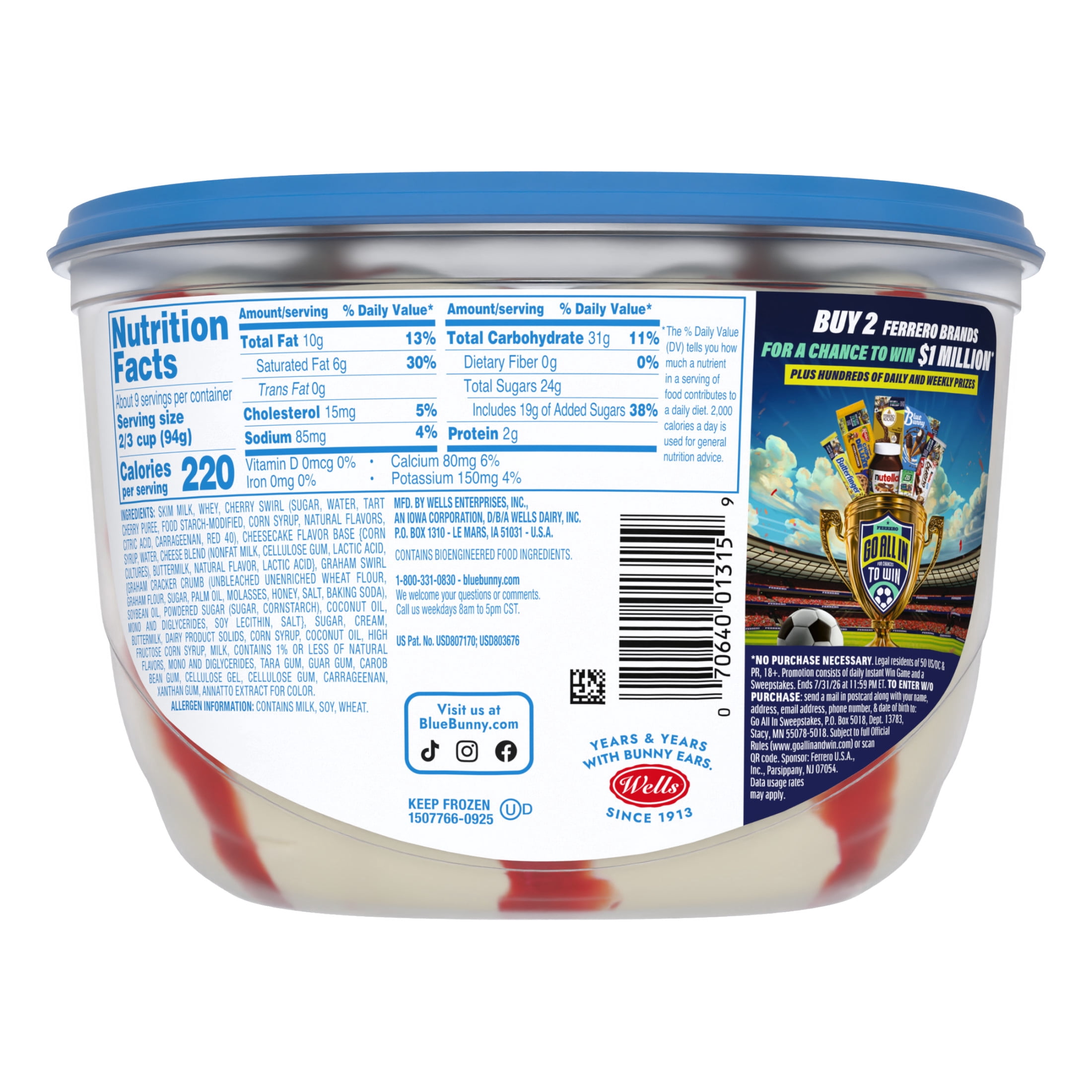 Blue Bunny Cherrific Cheesecake Premium Frozen Dessert, 46 fl oz