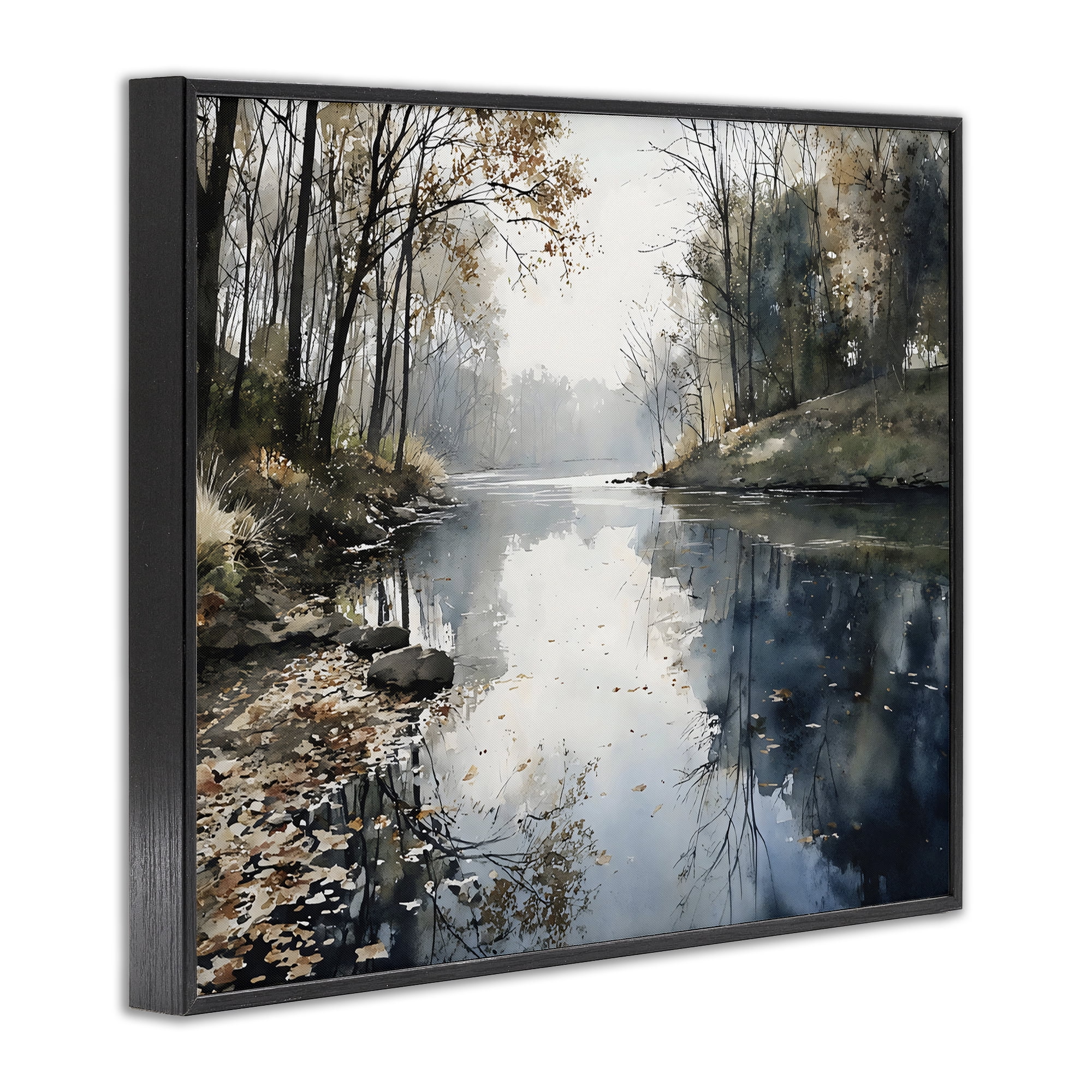 Stupell Industries Fall Lake Reflection Black Framed Giclee Art, design by Franklyn Gregory