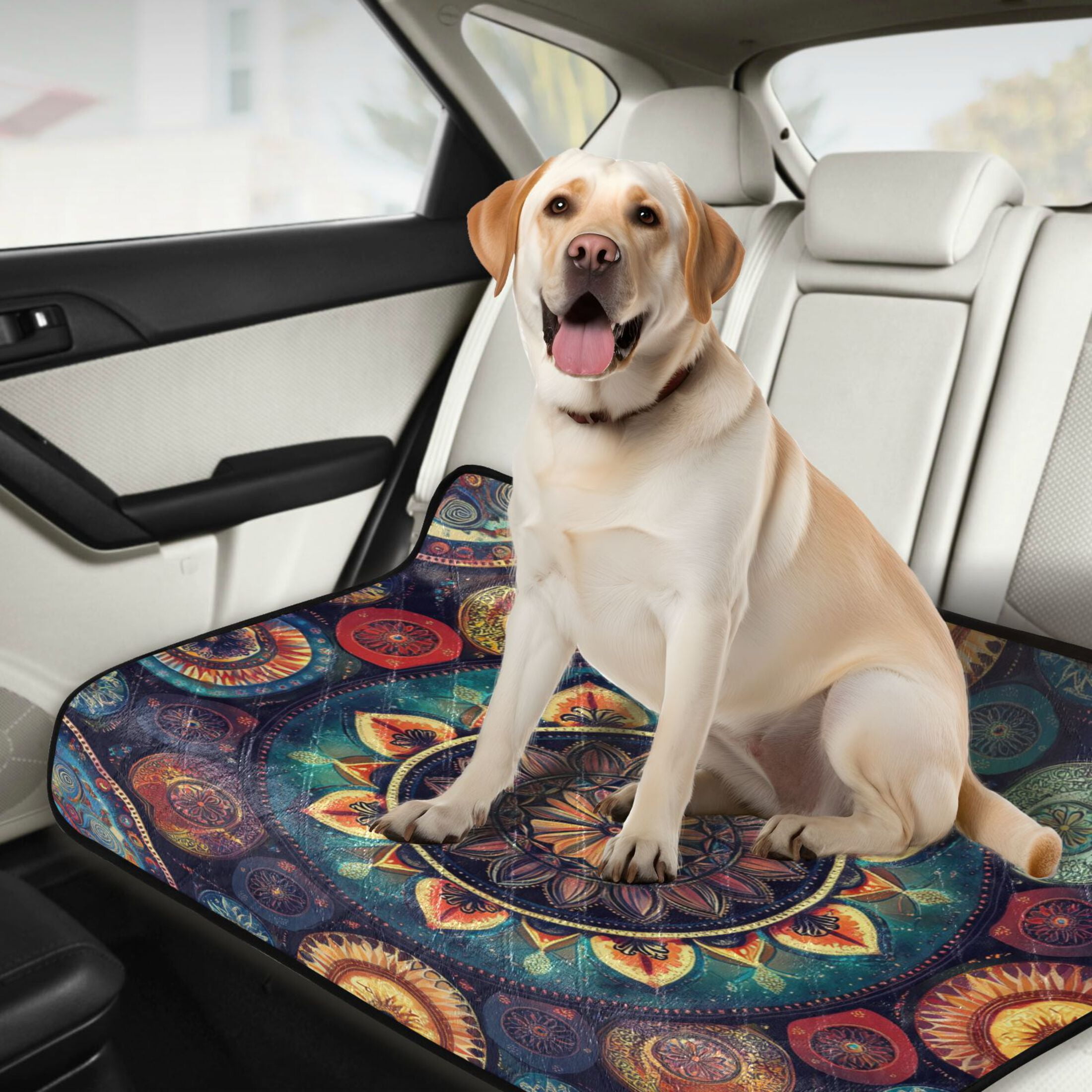 Qxltty Colorful Boho Patterns Cat litter Pads Pet Set of 2 Diaper Mats Center Anti-leakage Layer Absorbent Soft and Comfortable