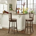 thumbnail image 2 of Weston Home Upholstered Swivel Seat Cherry Finish Wood Bar Height Stool, Gray, 2 of 2