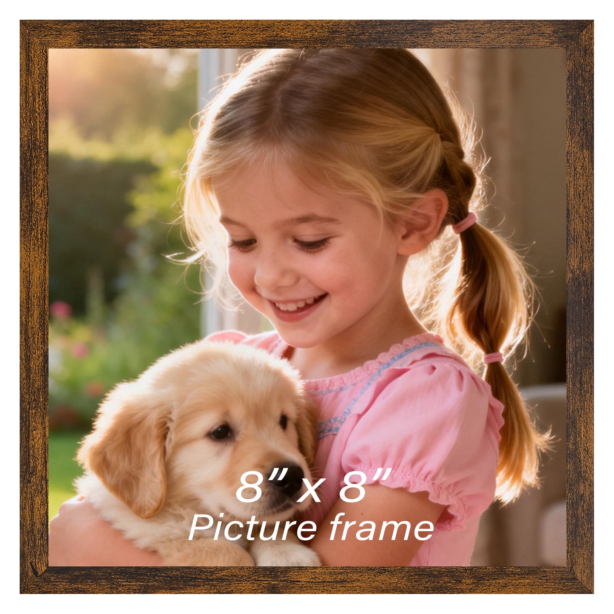 8x8 Picture Frame for Tabletop Wall Vertical and Horizontal Display, Brown